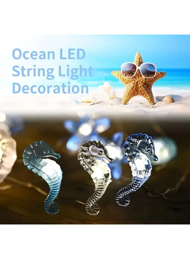 20 Lights Sea Animal LED String Decor Turtles Starfish Seahorses Shells Battery Operated - Image 3